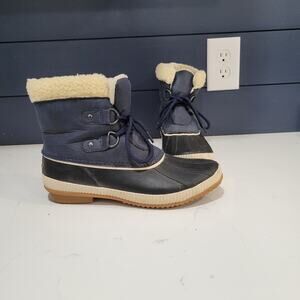 Jambu JBU Cleveland Waterproof Duckboots Faux Fur Lined Size 9M Navy Blue
